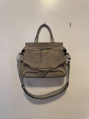 RAG & BONE Pilot Calfskin Leather and Genuine Suede Satchel Bag Crossbody - Gray
